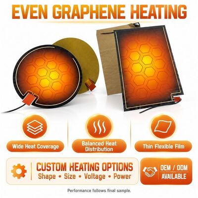 Graphene Mirror Defogger Heating Pad, Custom Shape Size Voltage, Moisture-Resistant Flexible Film for Bathroom Mirrors