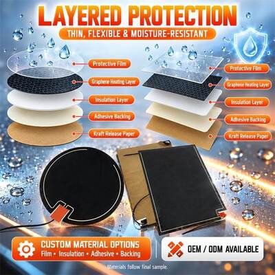 Graphene Mirror Defogger Heating Pad, Custom Shape Size Voltage, Moisture-Resistant Flexible Film for Bathroom Mirrors