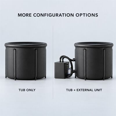 Ice Bath Tub with External Chiller Black Round Cold Plunge Tub with Two Water Hoses Filter and Buckled Cover for Custom Projects