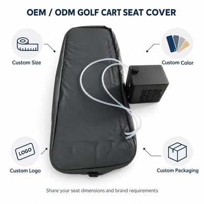 24V Golf Cart Dual-Mode Seat Cover, Water Cooling and Graphene Heating, Waterproof Bench Seat Cover with Buckle Straps and External Cooling Box, Custom Size Color Logo and Packaging