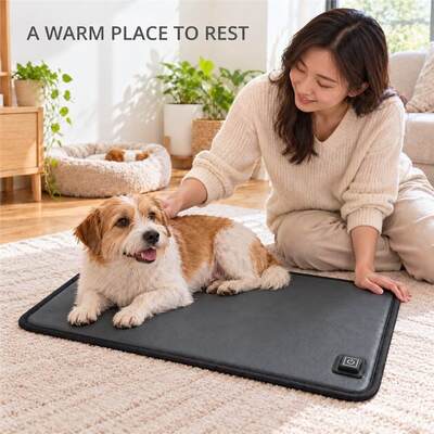 24V Heated Pet Mat, Splash-Resistant Wipe Clean Pet Heating Pad with Anti-Slip Dotted Back and Detachable Cord, Custom Size to Drawing Color Logo Packaging for OEM ODM