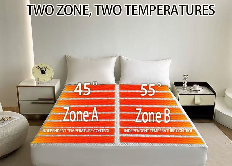 Customized Fitted Sheet Electric Heating Mattress Cover Dual Zones Control Graphene Technology And Antibacterial Fabric