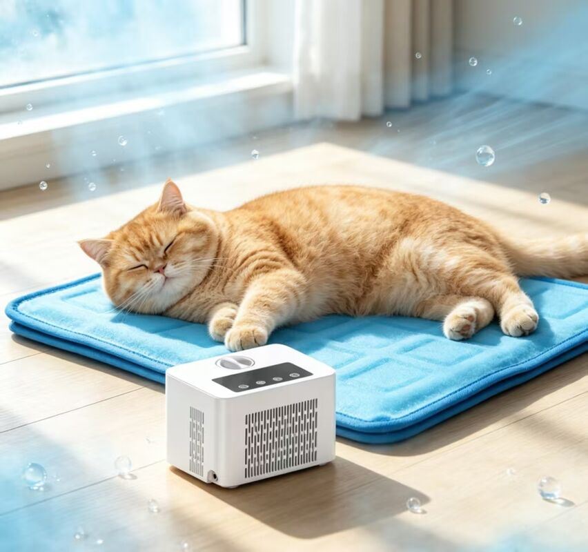 Smart pet bed cooling pad using physical water cooling technology maintaining stable long lasting cool surface for pets