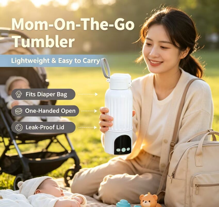Baby Bottle Warmer Portable USB Powered Milk Heater with Adjustable Temperature and Stainless Steel Interior for Safe Infant Feeding