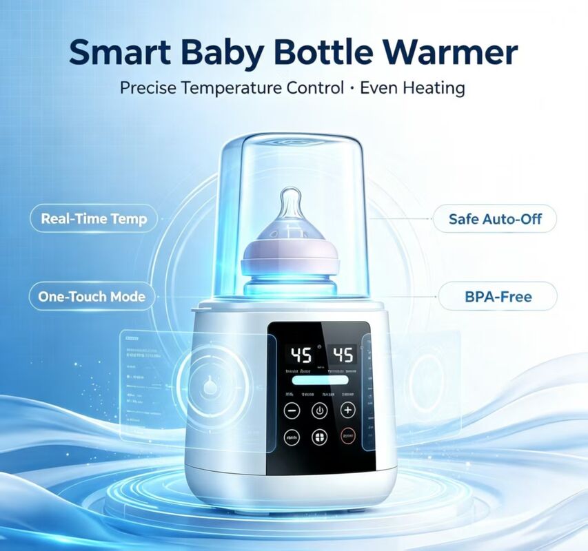 200W Electric Baby Bottle Warmer 30‑65℃ Temperature Control Dry Burning Protection Auto Shut‑Off Milk Warmer for Breastmilk Storage Bags Glass PP Silicone Baby Bottles