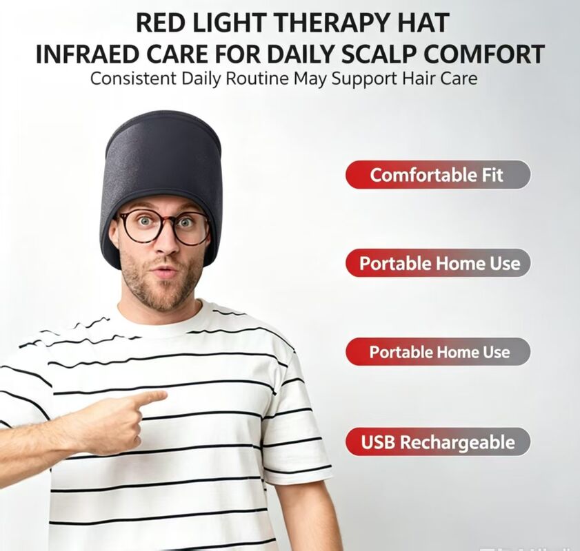 Graphene infrared thermal cap, USB charging fast heating red light treatment cap, household scalp care outdoor wearable hair care heating cap