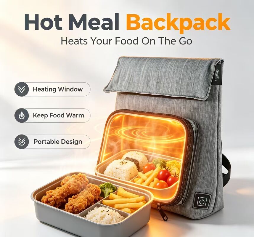 Polyester Fiber USB Heating Lunch Bag, Waterproof Leak‑Proof Food Warmer, Removable Washable Heating Unit,50‑59℃，3‑Level Temperature Adjustment for On‑the‑Go Meal Warming