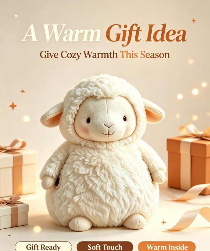 Multi‑Scene Portable Sheep Heater, USB Power Bank Supported for On‑the‑Go Use, Gentle Touch Hand warmer  3‑Speed Heating Settings CE FCC RoHS Certified