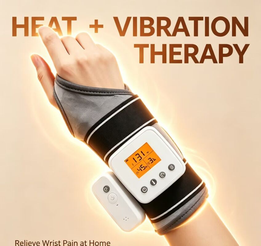 USB Rechargeable Heated Wrist Brace with Vibration Massage, 3 Temp & Timer Settings, Heating Wrist Wrap for Carpal Tunnel Arthritis Wrist Support