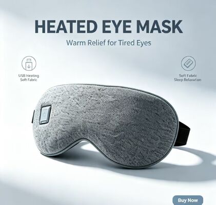 Heated Eye Mask, Super Soft PU Electric Warm Eye Mask 35-55℃ Adjustable Temperature, 1000mAh Rechargeable Portable Heating Eye Mask for Relieve Eye Fatigue, Travel Office Home School Use