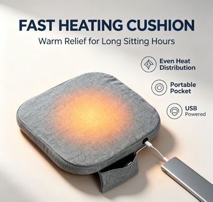 Graphene Heated Seat Cushion 45×45cm 3cm Thick Linen Cotton USB 3‑Speed Temperature Adjustment Heating Pad for Home Car Office Warm Waist Buttock Support