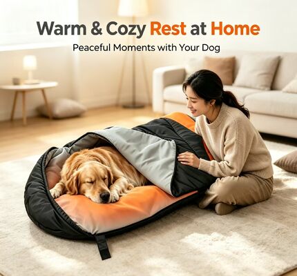 Compact Easy‑to‑Store Heated Dog Sleeping Bag, Lightweight 0.93kg Foldable Pet Sleeping Bag for Small Medium Various Dog Breeds, Perfect for home and Cold Weather Outdoor Activities